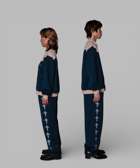key logo western track jacket(teal blue)