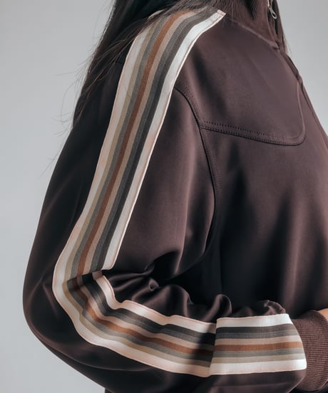 multicolored rib western track jacket  (Brown)