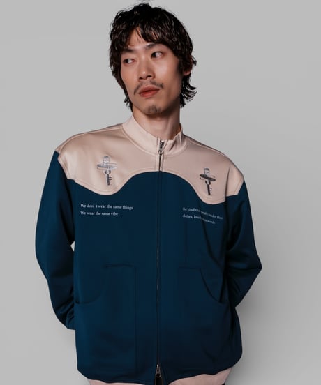 key logo western track jacket(teal blue)