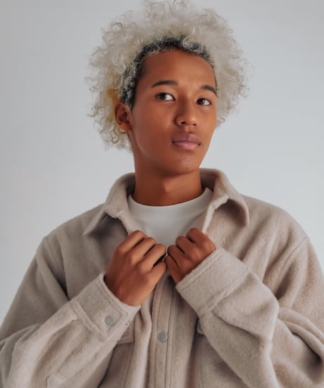 micro fleece shirt jacket  (Beige)