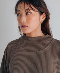 waffle double neck L/S tee (Brown)