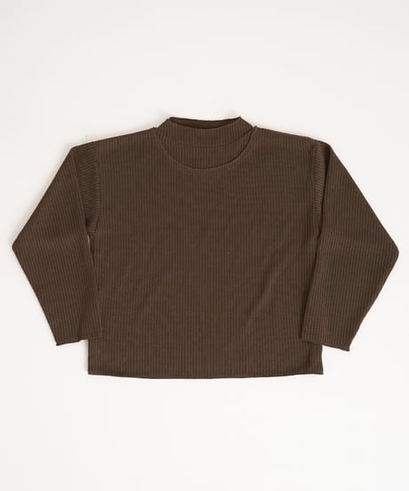 waffle double neck L/S tee (Brown)