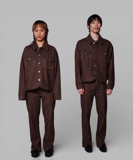 petal stretch denim jacket(brown)