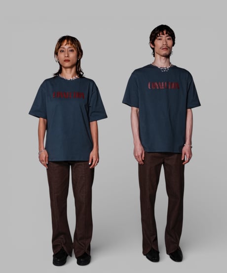 CONNECTION FES Print tee(dusty navy)