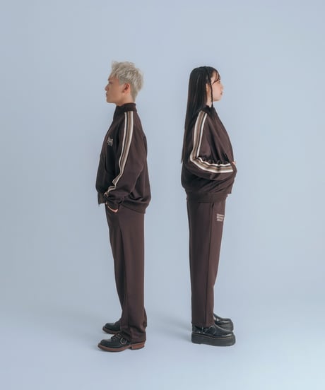 multicolored rib western track jacket  (Brown)