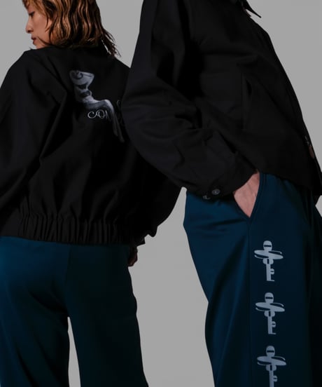 key logo print jersey slacks(teal blue)