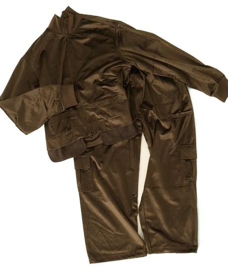 Velour Cargo Wide Pants (brown)