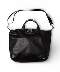 vegan leather shoulder tote bag(black)