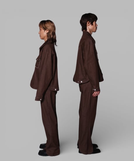 petal stretch denim jacket(brown)