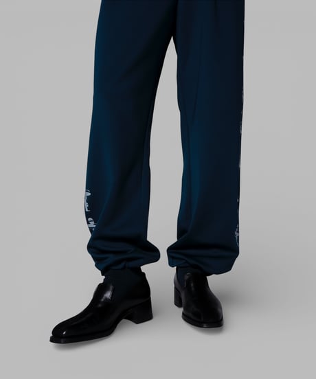 key logo print jersey slacks(teal blue)