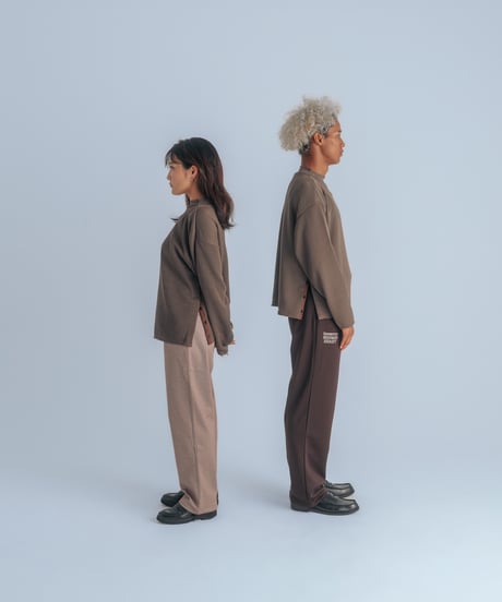 waffle double neck L/S tee (Brown)