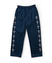 key logo print jersey slacks(teal blue)