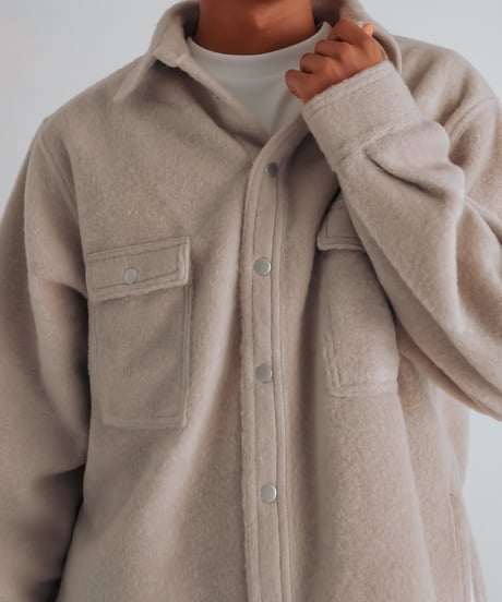 micro fleece shirt jacket  (Beige)