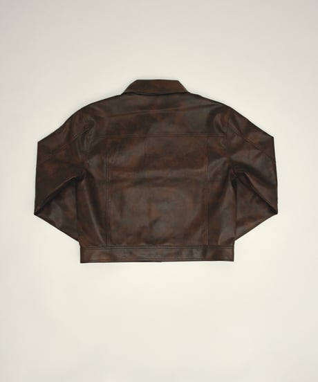 vegan leather trucker jacket（brown）