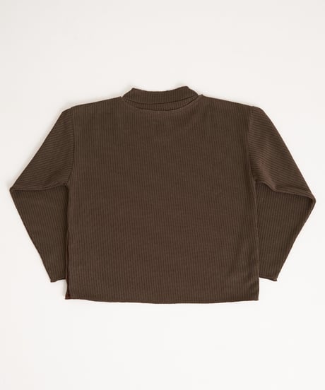 waffle double neck L/S tee (Brown)