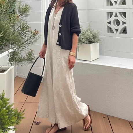 リネン 混カーディガン