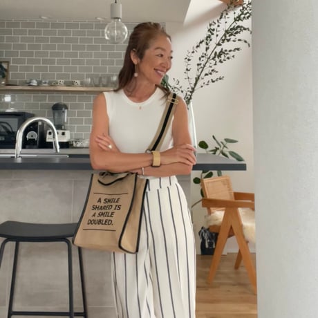 SMILEYリネントート　ストラップ付き