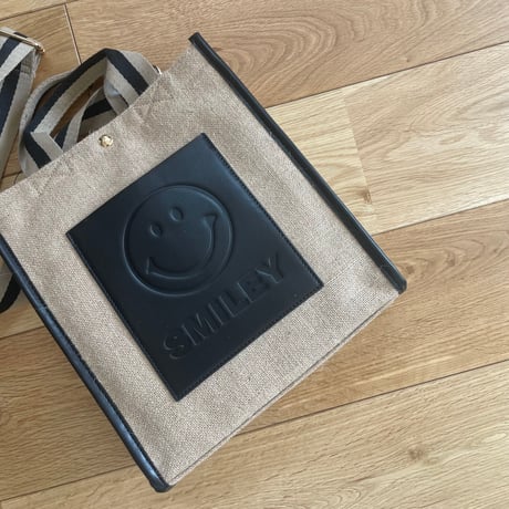 SMILEYリネントート　ストラップ付き
