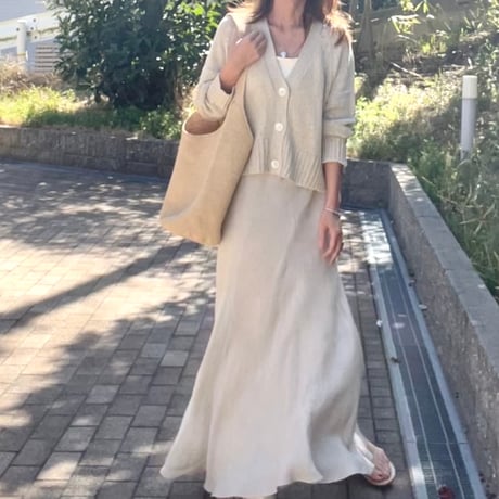 リネン 混カーディガン