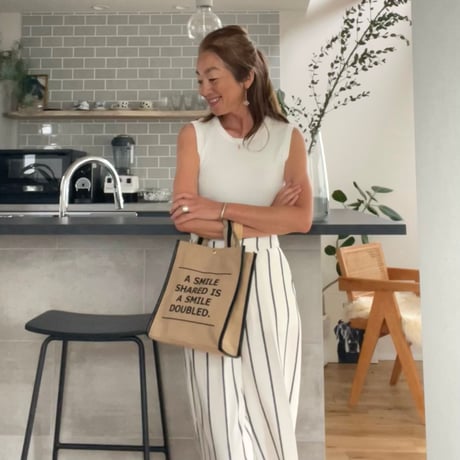 SMILEYリネントート　ストラップ付き