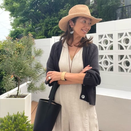 リネン 混カーディガン