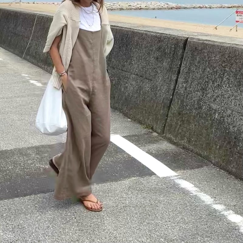 【OYSHO】リネン混紡バルーンサロペット レーヨンリネン混サロペット | and Sea