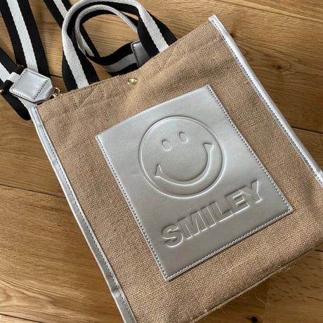 SMILEYリネントート　ストラップ付き