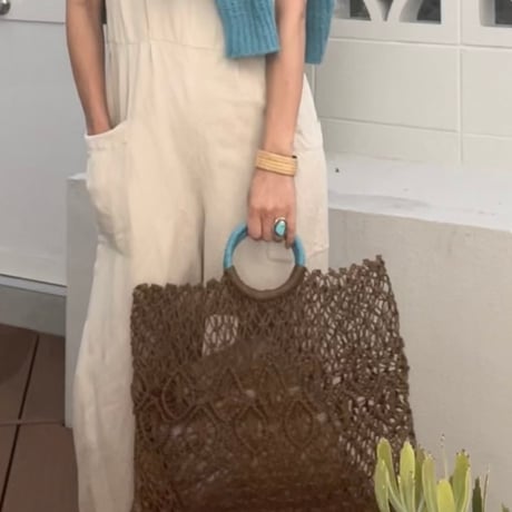 ブラウン草編みbag