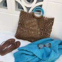 ブラウン草編みbag