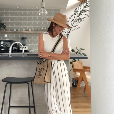 SMILEYリネントート　ストラップ付き