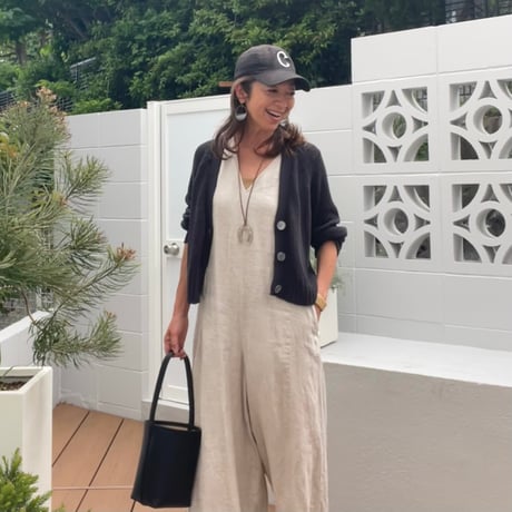 リネン 混カーディガン