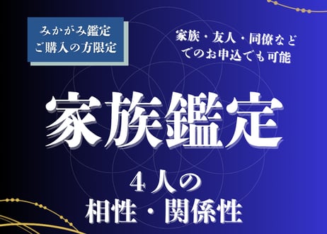 【条件あり】みかがみ家族（相性・関係）鑑定（3〜4名まで）PDF版用 ※友人・ビジネスパートナーのお申込みでも可