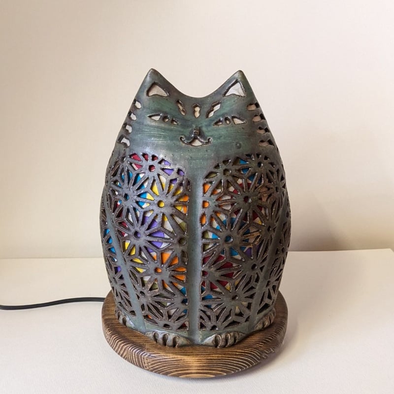 陶ランプ/みどり猫/彩り | 太宰屋