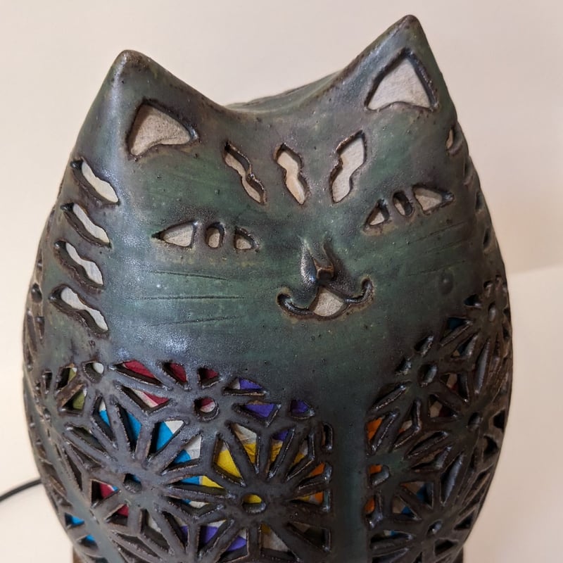 昭和レトロ　陶器の猫のランプ 　猫の照明 猫 ランプ 陶器製 インテリア アンティークの通販 by willy's