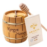 お土産用木樽入りホーリークローバー蜂蜜　300ｇ（ハニースティック付き）