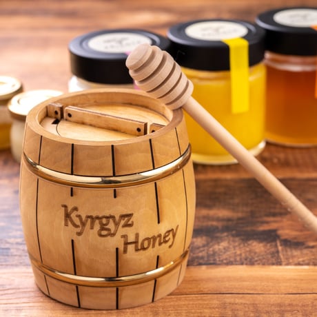 お土産用木樽入りホーリークローバー蜂蜜　300ｇ（ハニースティック付き）