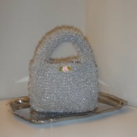 楕円底バッグの編みものキット/ One Shoulder Bag Crochet Kit / Silver