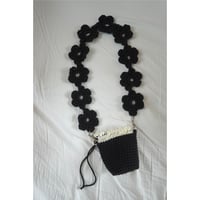 お花ストラップバッグの編みものキット ブラック /Blossom Strap Bag Crochet Kit BLACK