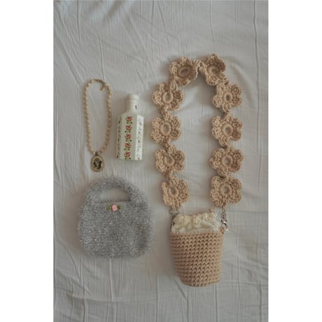 お花ストラップバッグの編みものキット ベージュ /Blossom Strap Bag Crochet Kit BEIGE