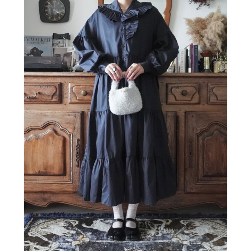 ショールカラーワンピース BLACK | Cinéame Store