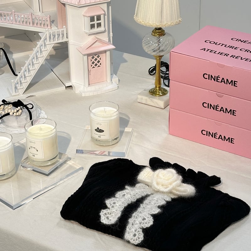 バラのリボンブローチの編みものキット ホワイト / Rose Ribbon Brooch