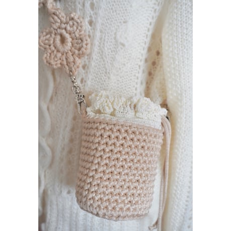 お花ストラップバッグの編みものキット ブラック /Blossom Strap Bag Crochet Kit BLACK