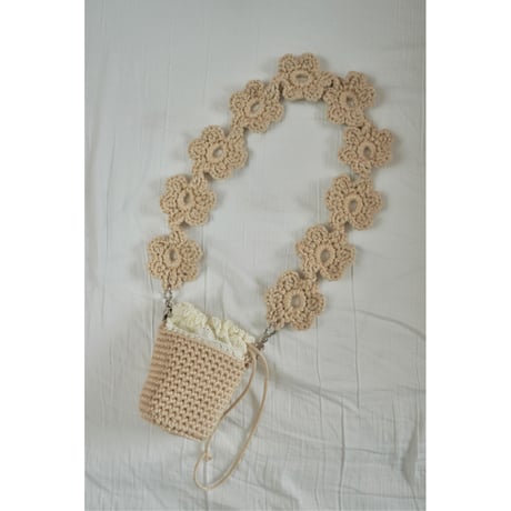 お花ストラップバッグの編みものキット ブラック /Blossom Strap Bag Crochet Kit BLACK