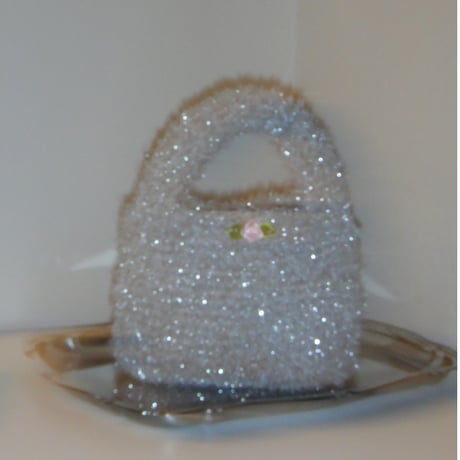 楕円底バッグの編みものキット/ One Shoulder Bag Crochet Kit / Silver