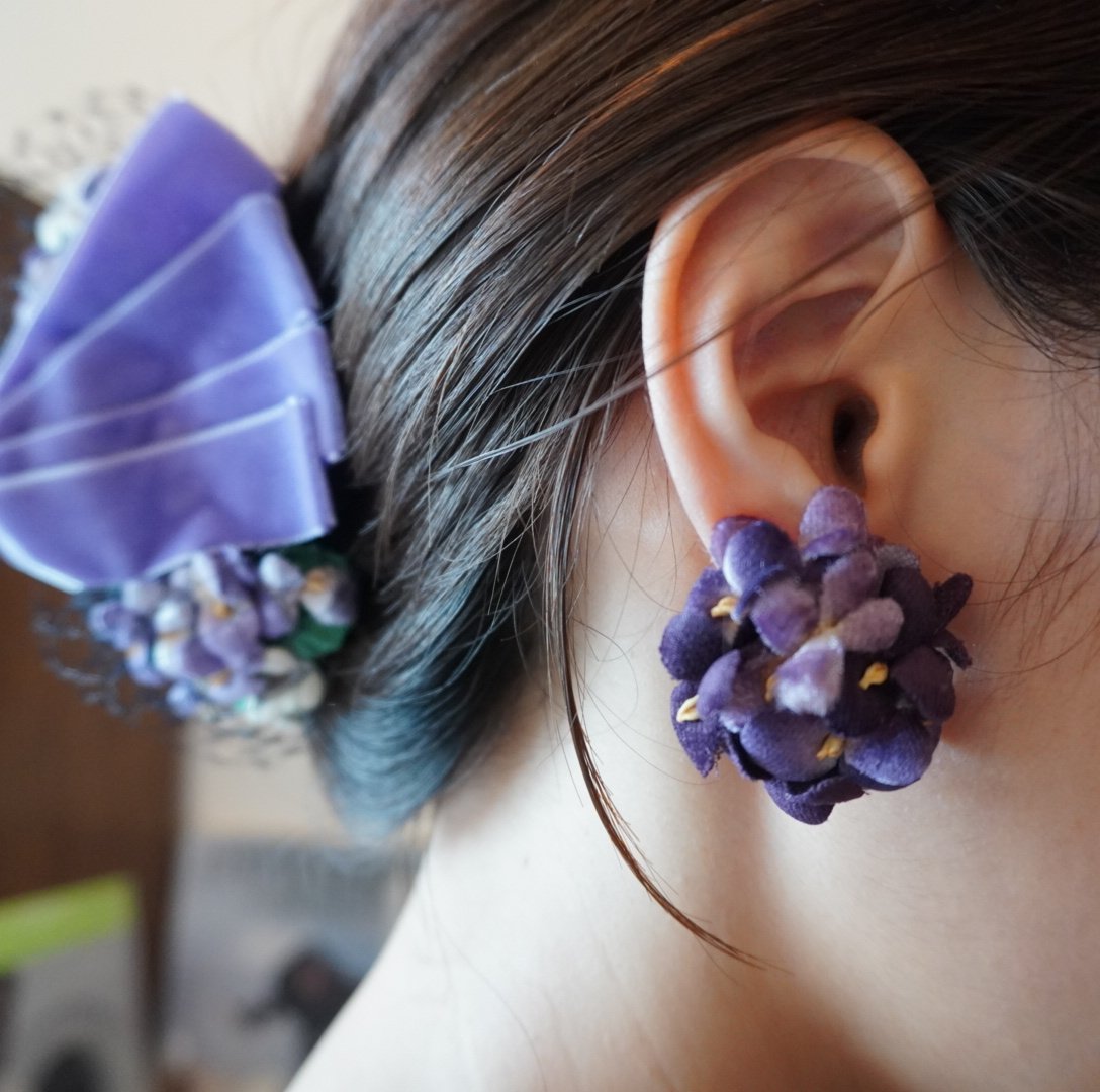 フラワーイヤリング、ピアス スミレ(ペア） PURPLE | MATILDA
