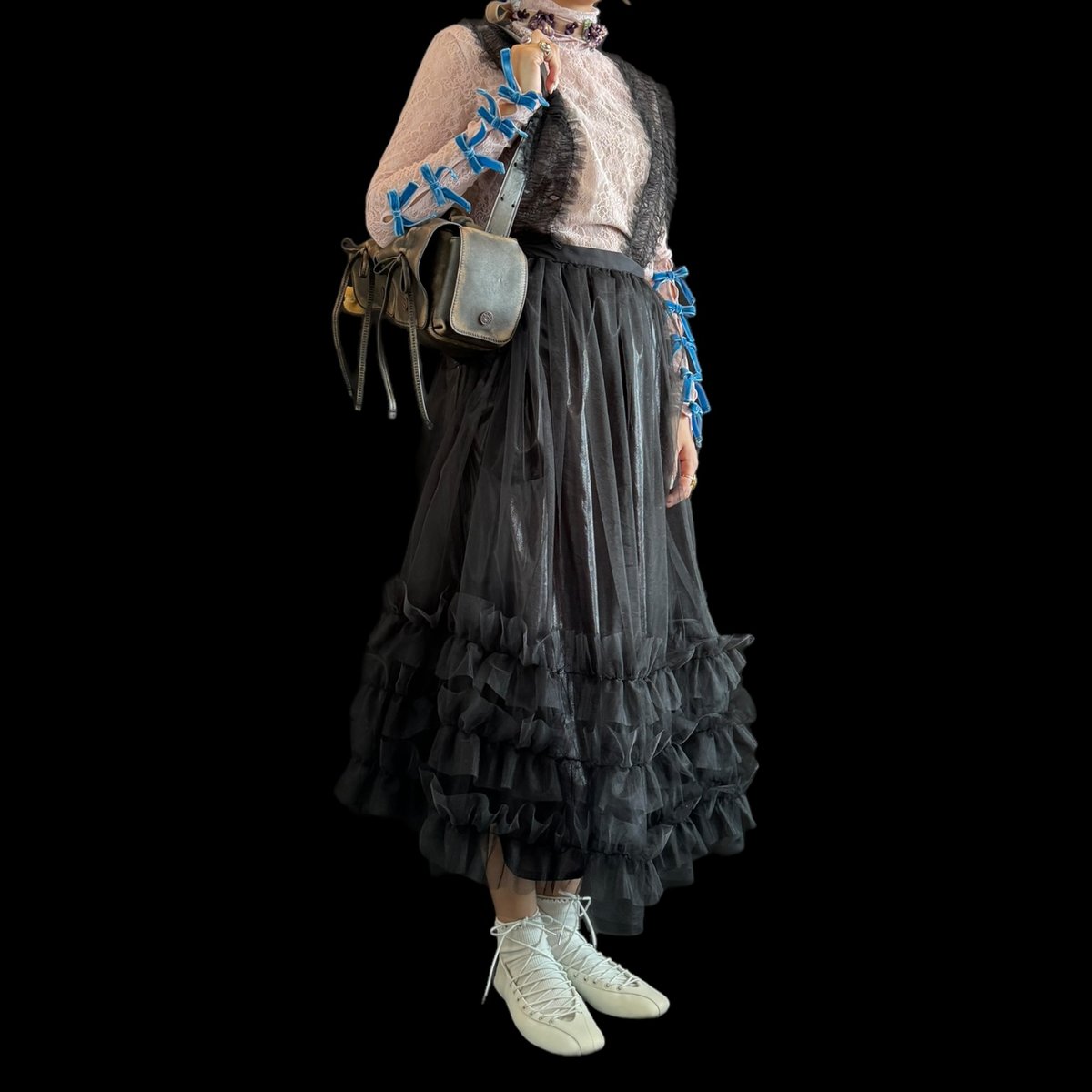 チュールシャーリングジャンパースカート BLACK | MATILDA's STORE チュールシャーリングジャンパースカート BLACK | MATILDA's STORE