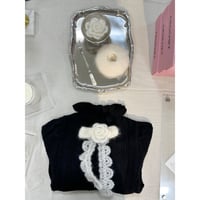 バラのリボンブローチの編みものキット ホワイト / Rose Ribbon Brooch Crochet Kit White