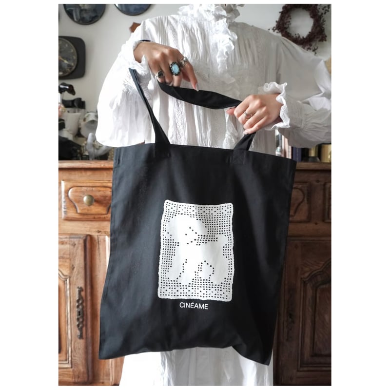 プ*ト様 風景プリント ブラックトートバッグ クロシェプリントトートバッグ | Cinéame Store