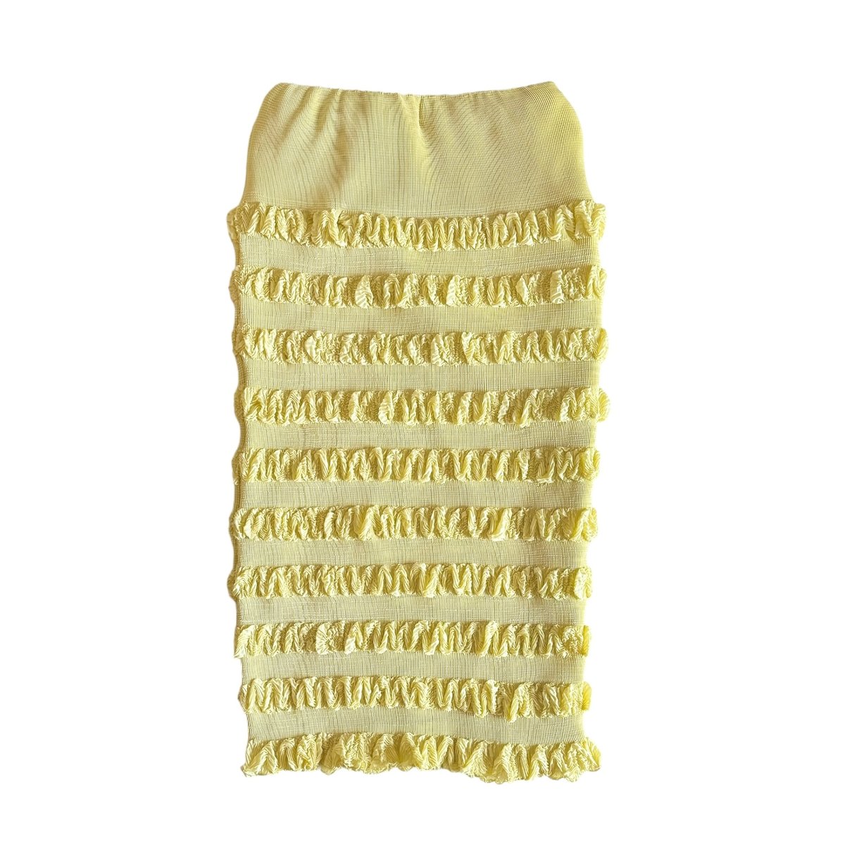 8月頃お届け予約商品】 マドレーヌプリーツのタイトスカートYELLOW  