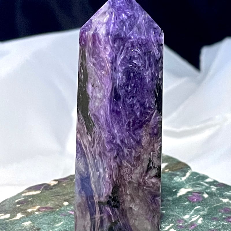 希少石☆高品質【チャロアイト】タワー◇ポイント◇四角柱◇天然石